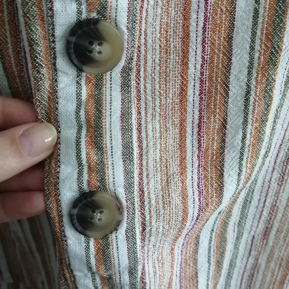 Urban Outfitters Carson Linen Blend Button Front Striped Midi Skirt Medium - Picture 6 of 16